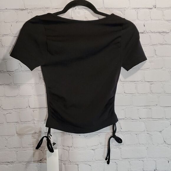 Social Revival seamless tie side black crop top size S NWT - Picture 6 of 7